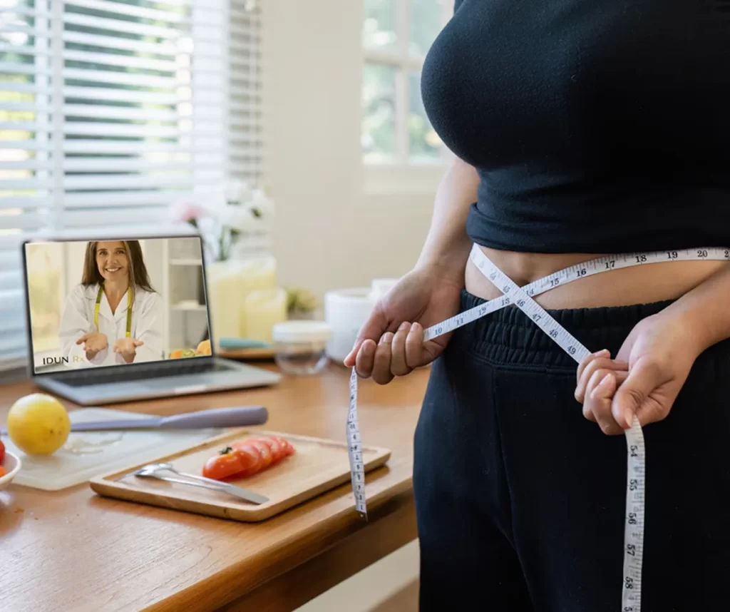 Patient measuring progress during a virtual coaching session