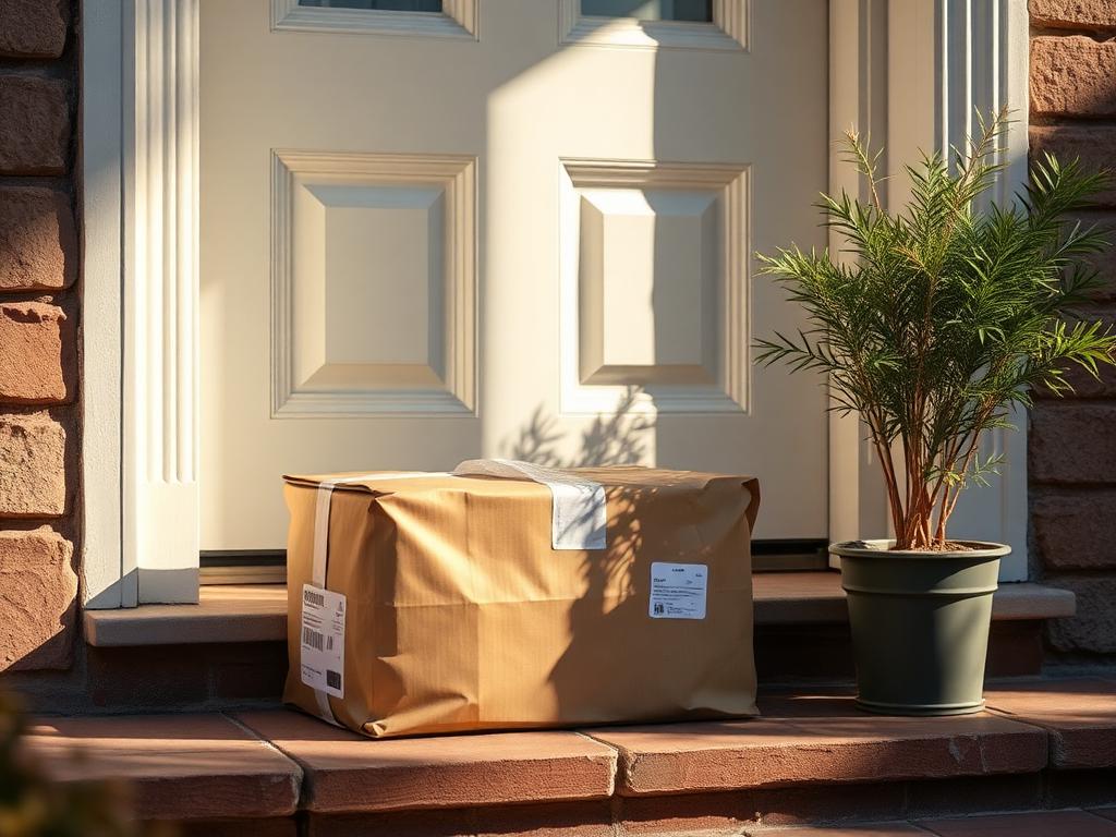 Discreet medication package delivered to a doorstep