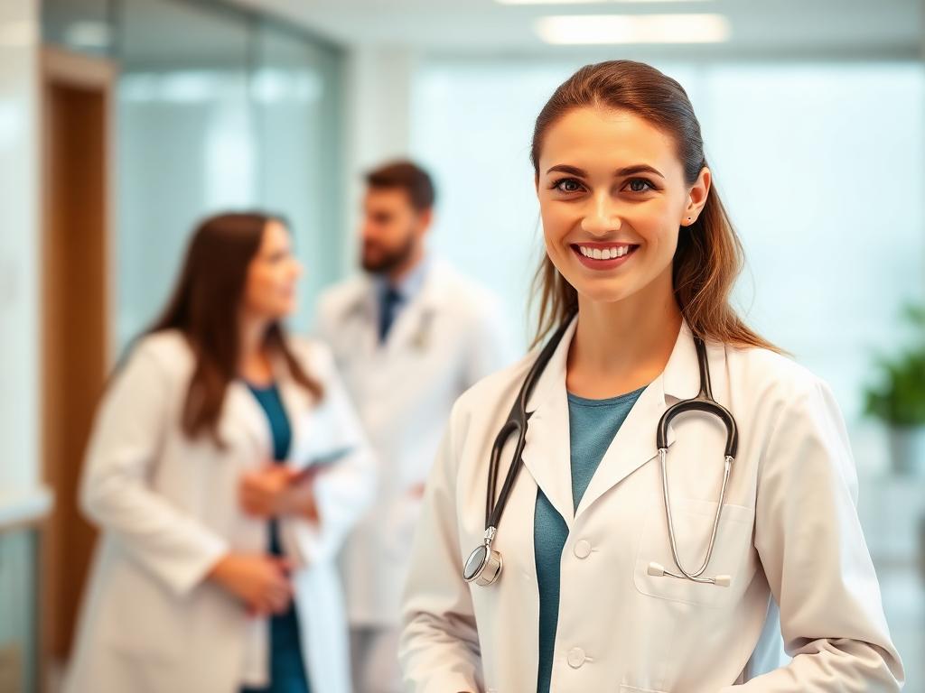 Physician in a white coat reviewing patient answers